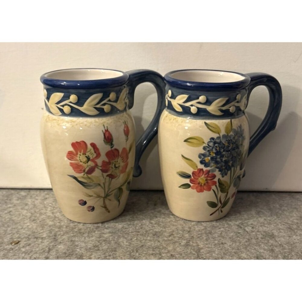 2 Certified International Flora Mugs 5.75" Tall  # 3180